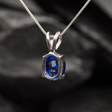 Blue Sapphire Necklace - Dainty Oval Necklace - Royal Blue Pendant