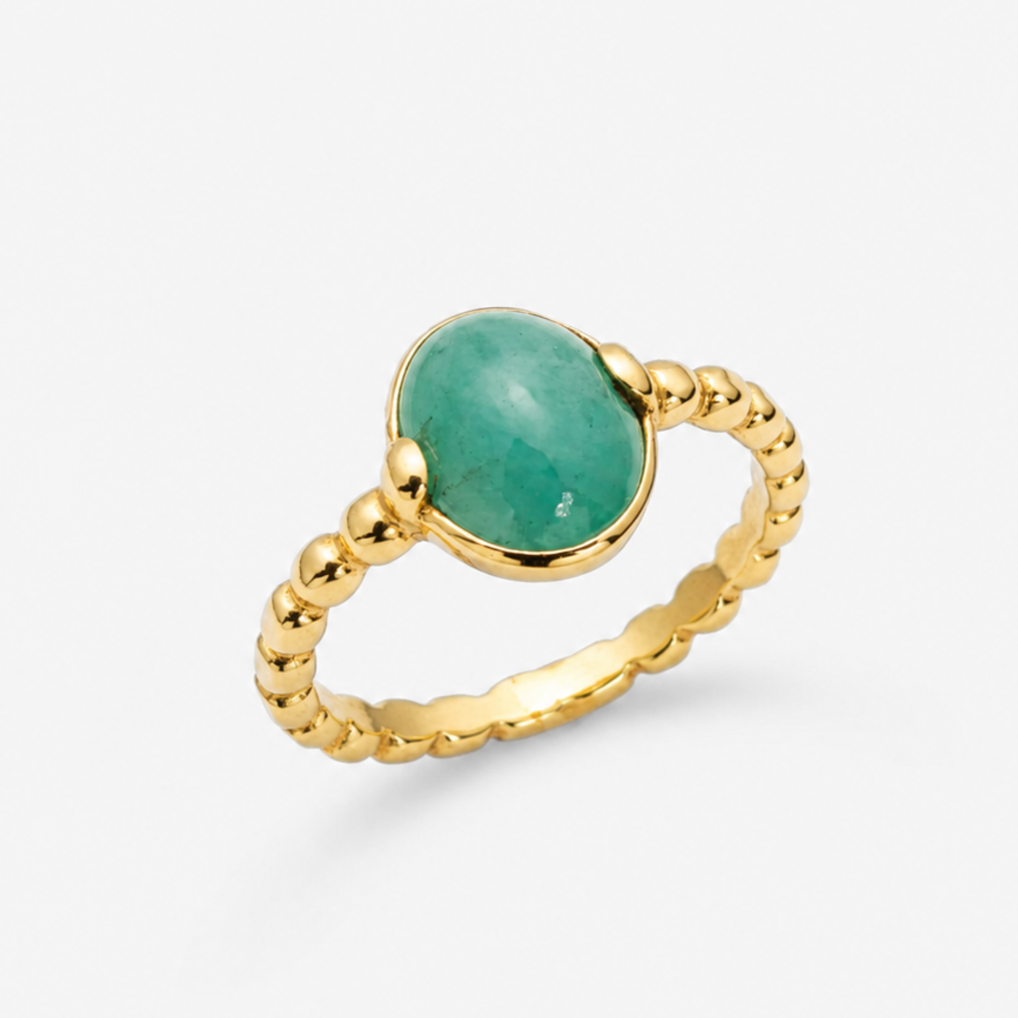 Natural Emerald Ring made in 18k Gold Vermeil with Oval Natural Green Emerald in Prong setting, May Birthstone gift idea, symbolizes growth, harmony, and deep emotional healing, ideal for everyday wear and perfect for birthday gifting and special occasions.