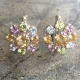 Citrine Flower Earrings - Colorful Flower Studs - Multistone Flower Earrings