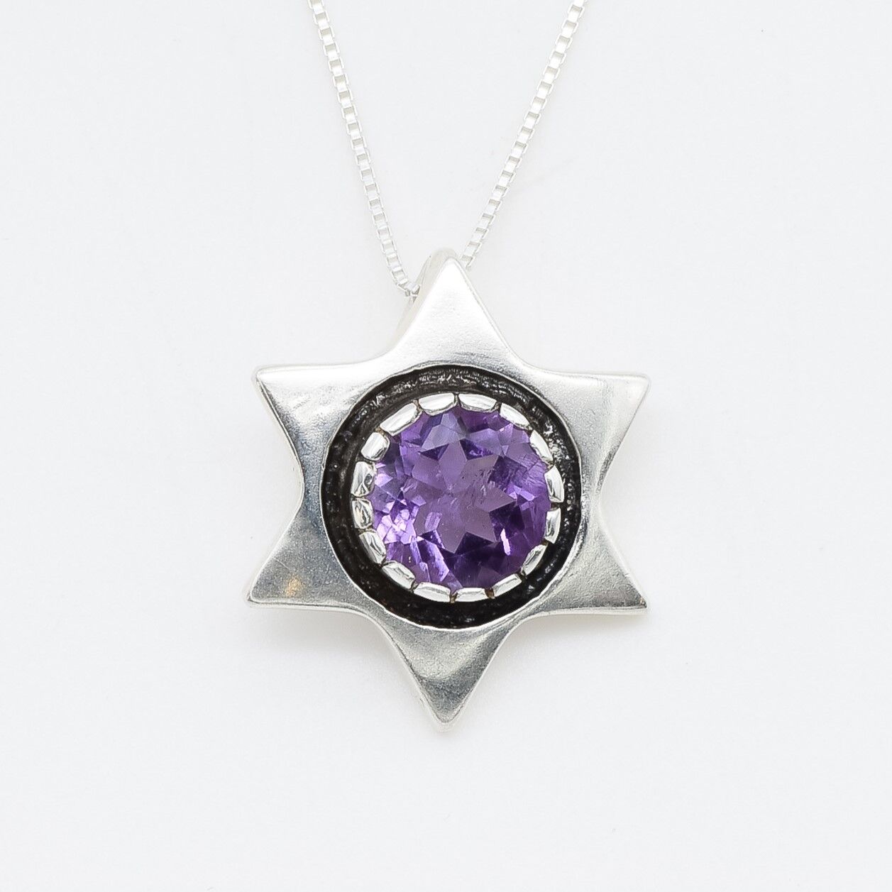 Star Pendant, Amethyst Pendant, Natural Amethyst, February Birthstone, Star of David Pendant, Vintage Star Pendant, Solid Silver Pendant