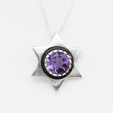 Star Pendant, Amethyst Pendant, Natural Amethyst, February Birthstone, Star of David Pendant, Vintage Star Pendant, Solid Silver Pendant