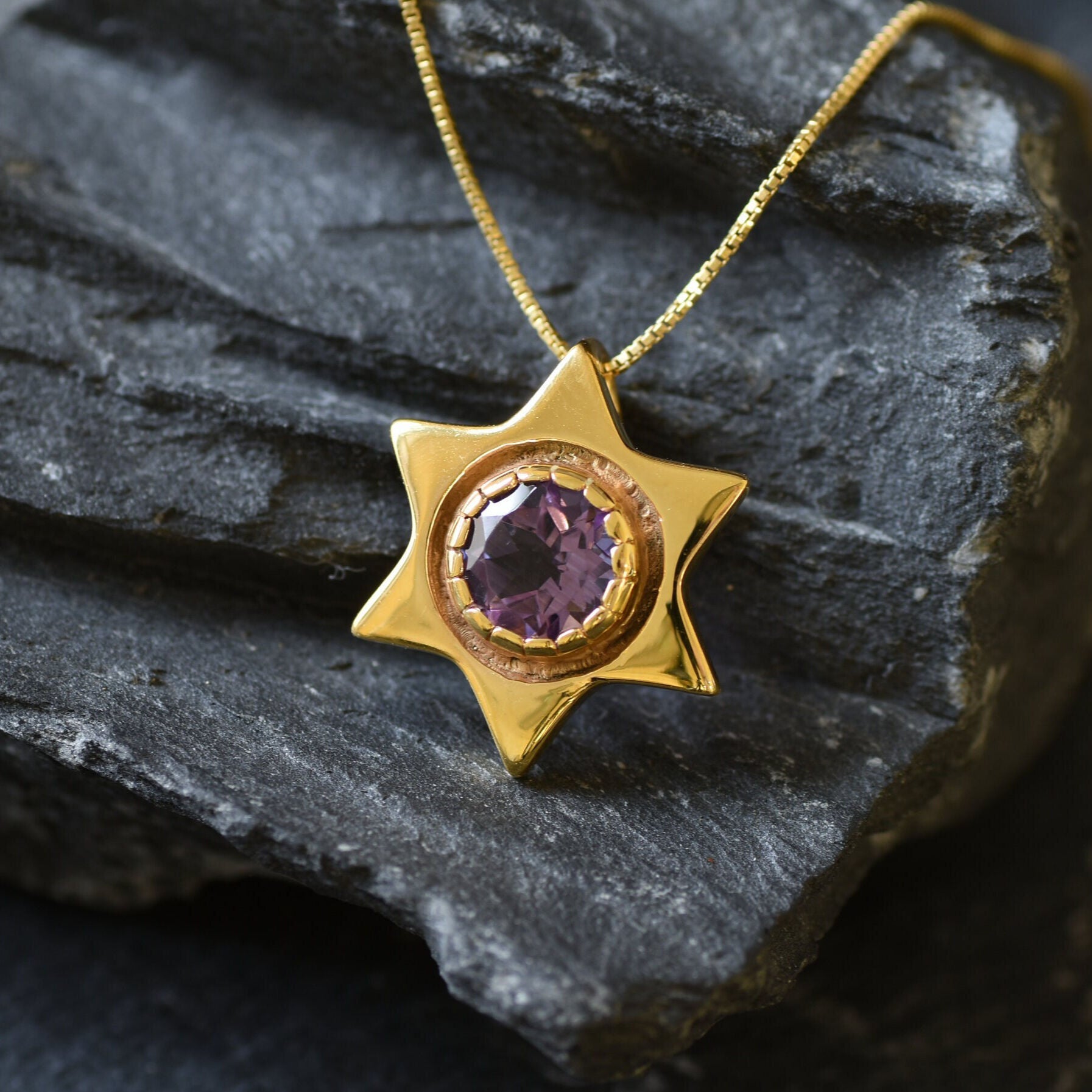 Star Pendant, Amethyst Pendant, Natural Amethyst, February Birthstone, Star of David Pendant, Vintage Star Pendant, Solid Silver Pendant(1)