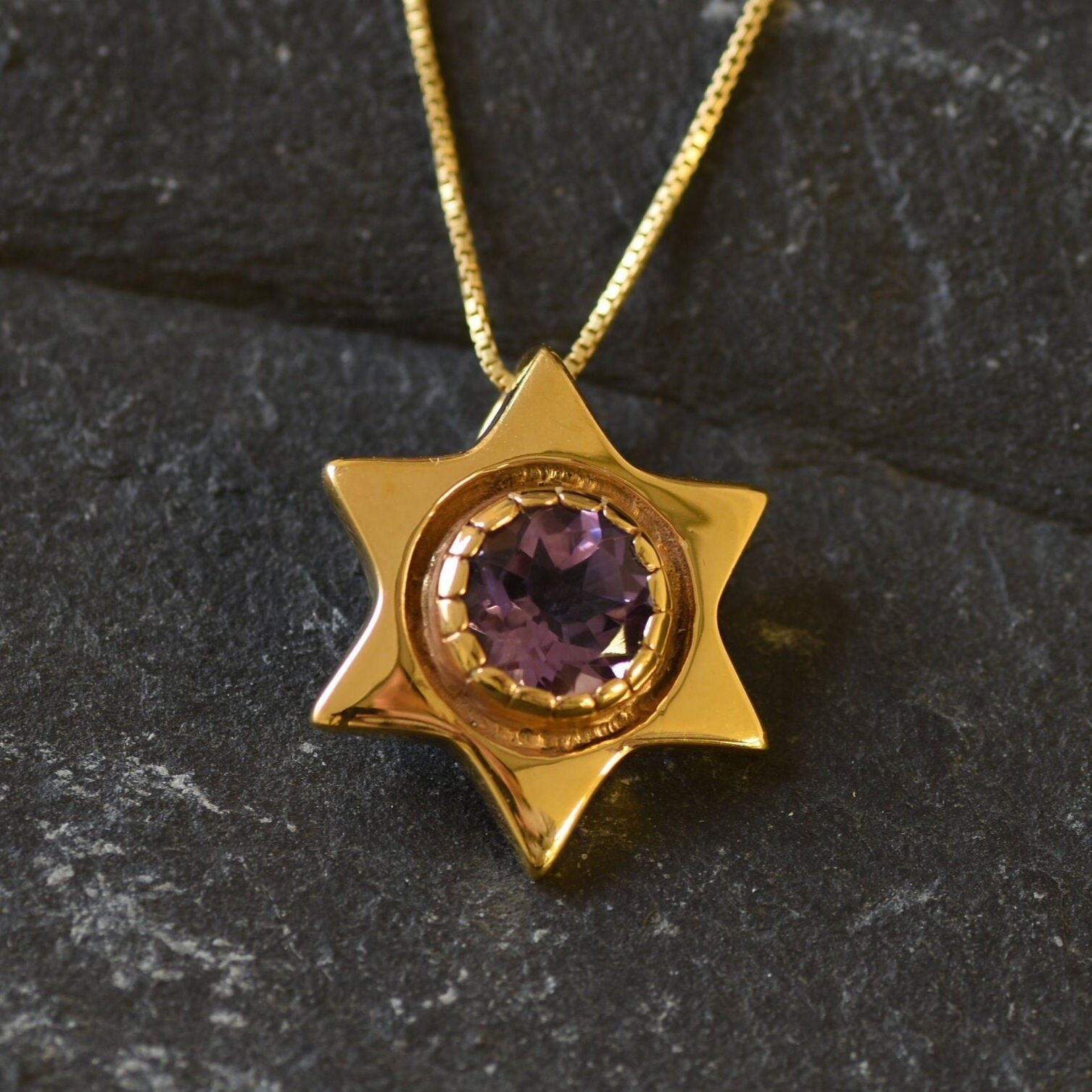 Star Pendant, Amethyst Pendant, Natural Amethyst, February Birthstone, Star of David Pendant, Vintage Star Pendant, Solid Silver Pendant(1)