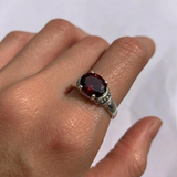 Solitaire Garnet Ring - Real Garnet Ring - Red Boho Ring