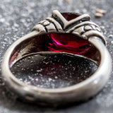 Solitaire Garnet Ring - REAL Garnet Ring - Red Boho Ring