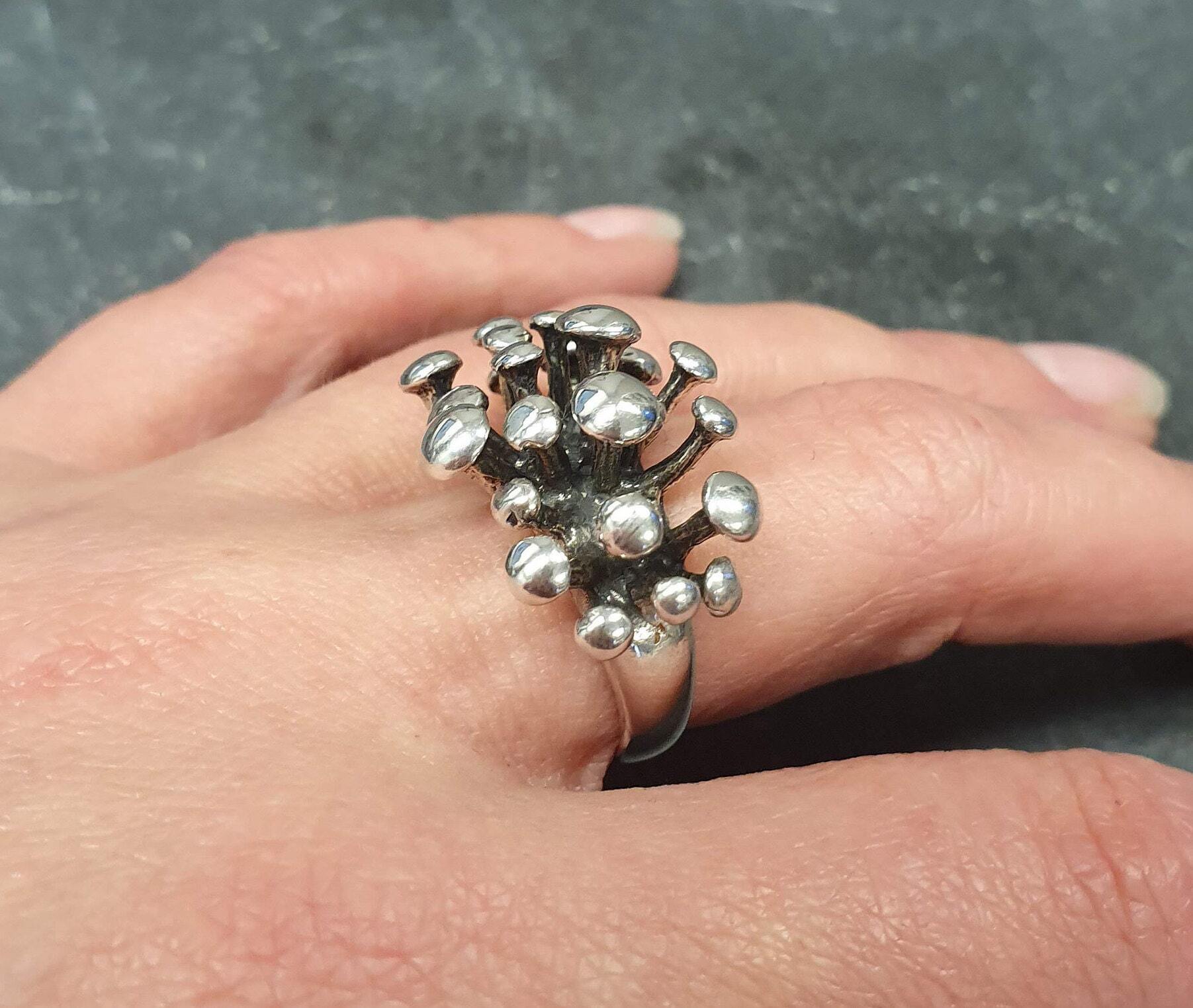 Statement Ring, Sterling Silver Ring, Mushroom Ring, Solid Silver Ring, Silver Statement Ring, 925 Silver Ring, Unique Silver Ring, 925