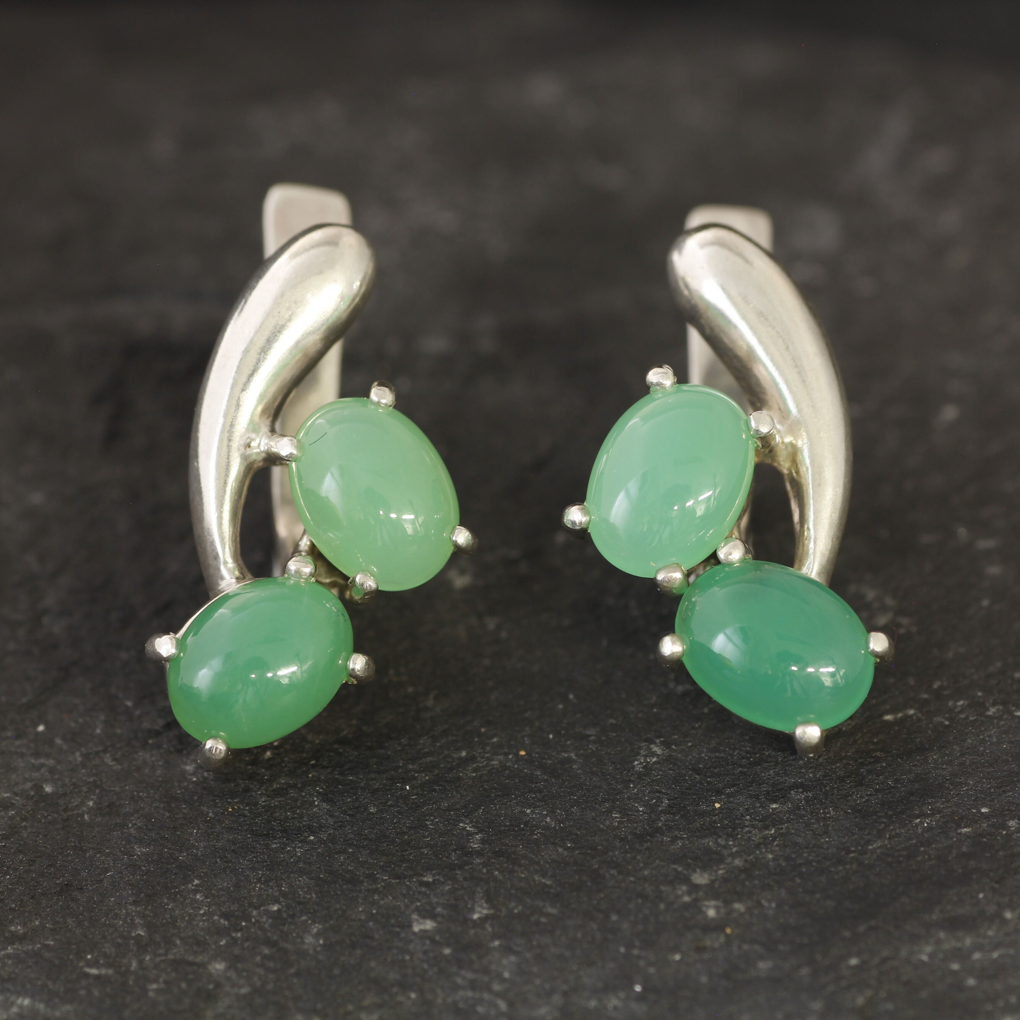 Chrysoprase Earrings, Natural Chrysoprase, May Birthstone, Vintage Earrings, Cherry Earrings, Green Earrings, Summer Earrings, Gift For Her