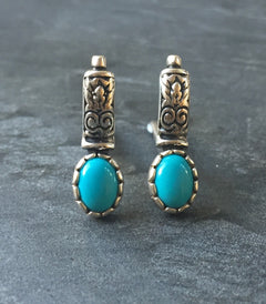 Turquoise Earrings, Real Turquoise, Sleeping Beauty Turquoise, Arizona Turquoise, Natural Turquoise, Pure Silver, Solid Silver, Tribal