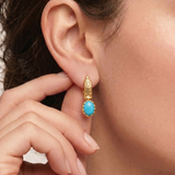 Gold Turquoise Earrings - Natural Turquoise Earrings, Blue Tribal Earrings