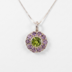 Amethyst Flower Necklace - Vintage Amethyst Pendant - Purple Flower Necklace