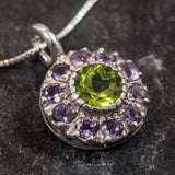 Amethyst Flower Necklace - Vintage Amethyst Pendant - Purple Flower Necklace