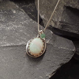 Opal Pendant, Natural Australian Opal, Teardrop Pendant, Vintage Pendant, October Birthstone, White Pendant, Solid Silver Pendant, Emerald