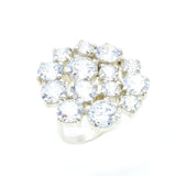 Diamond Cocktail Ring - Statement Flower Ring - Diamond Silver Ring