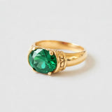 Created Emerald Ring made in 18k Gold Vermeil with Oval Created Green Emerald in Solitaire setting, May Birthstone gift idea, symbolizes, ideal for everyday wear and perfect for birthday gifting and special occasions.