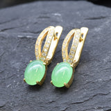 Chrysoprase Earrings, Natural Chrysoprase, Green Chrysoprase, May Birthstone, Vintage Earrings, Green Earrings, Silver Earrings, Chrysoprase(1)