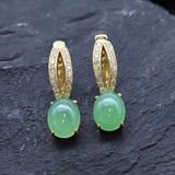 Chrysoprase Earrings, Natural Chrysoprase, Green Chrysoprase, May Birthstone, Vintage Earrings, Green Earrings, Silver Earrings, Chrysoprase(1)