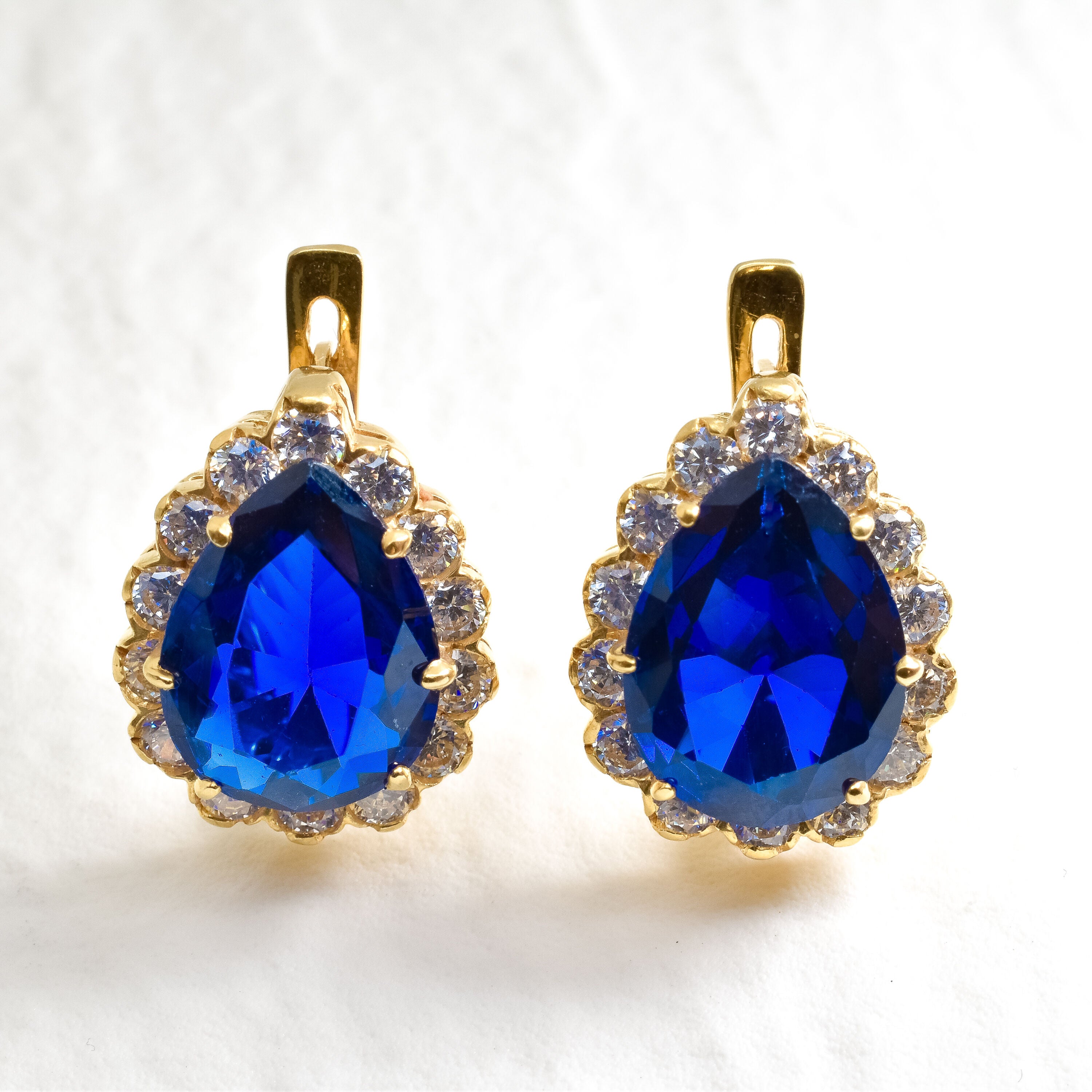 Sapphire Earrings, Kate Middleton, Created Sapphire, Blue Tear Drop Earrings, Blue Sapphire Earrings, Vintage Earrings, Silver Earrings(1)