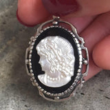 Cameo Pendant - Vintage Lady Pendant - Black Statement Necklace