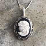 Cameo Pendant - Vintage Lady Pendant - Black Statement Necklace