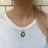 Cameo Pendant - Vintage Lady Pendant - Black Statement Necklace