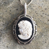 Cameo Pendant - Vintage Lady Pendant - Black Statement Necklace