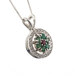 Emerald Pendant, Ruby Pendant, Flower Pendant, Natural Emerald, May Birthstone, Vintage Pendant, Silver Pendant, Real Emerald, Emerald, Ruby