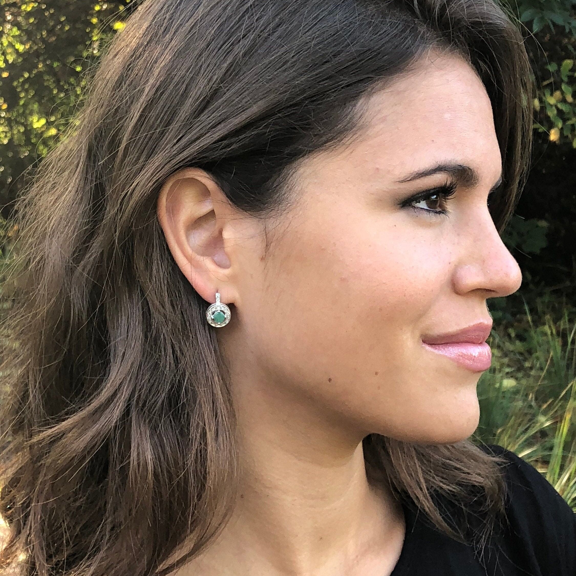 Onyx Earrings, Natural Onyx, Dainty Black Earrings, Vintage Earrings, Cluster Earrings, Stud Earrings, Round Studs, Solid Silver Earrings