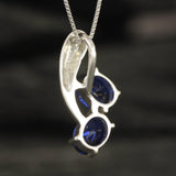 Blue Sapphire Pendant - Twin Sapphire Necklace - Unique Blue Pendant