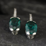 Emerald Earrings, Created Emerald, Emerald Green Earrings, Vintage Earrings, Statement Earrings, Heavy Earrings, Silver Earrings, Emerald