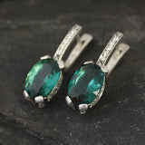 Emerald Earrings, Created Emerald, Emerald Green Earrings, Vintage Earrings, Statement Earrings, Heavy Earrings, Silver Earrings, Emerald