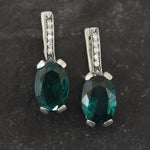 Emerald Earrings, Created Emerald, Emerald Green Earrings, Vintage Earrings, Statement Earrings, Heavy Earrings, Silver Earrings, Emerald