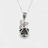 Large Rose Pendant - Long Flower Necklace - Rose Branch Necklace