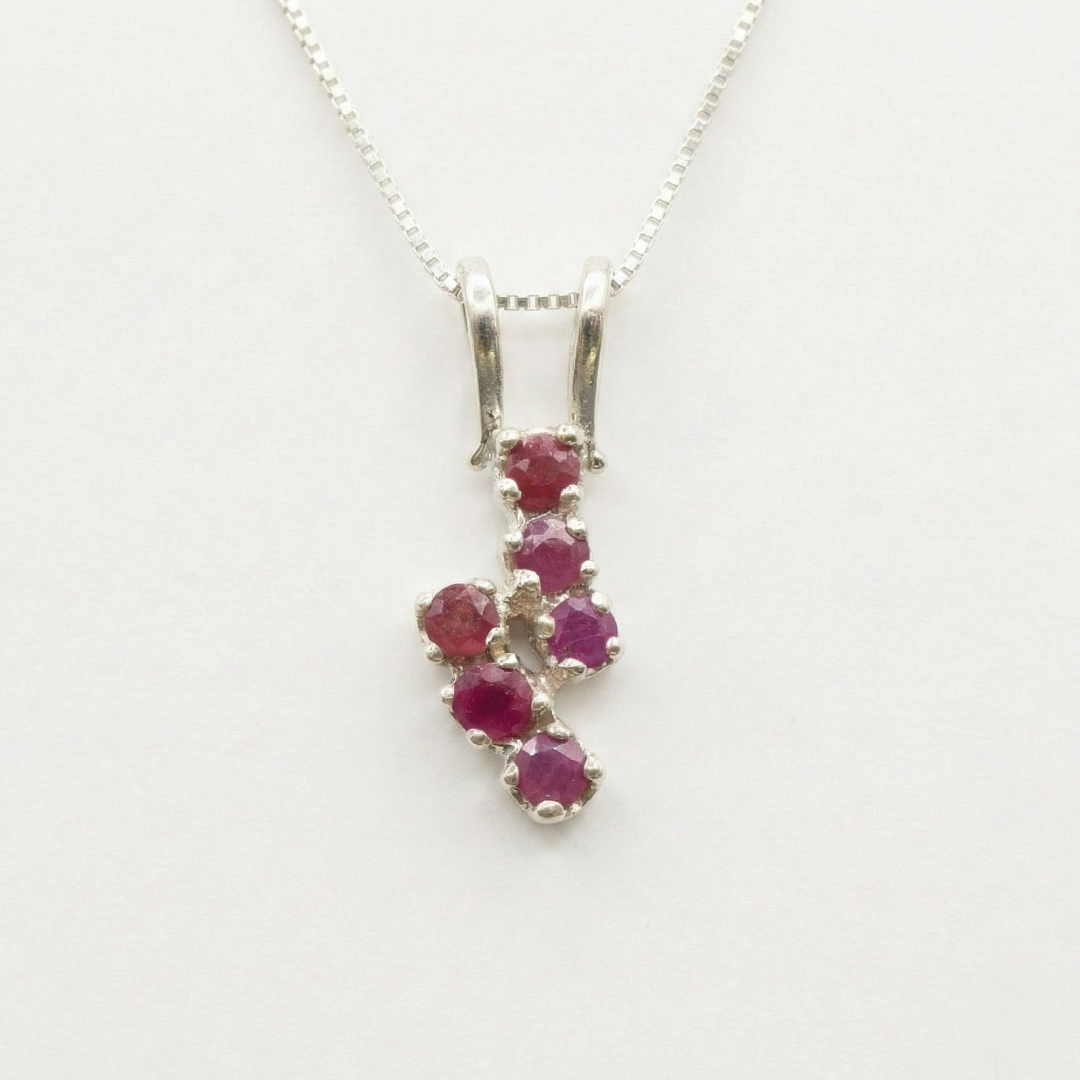 Natural Ruby Pendant made in 925 Sterling Silver with Round Natural Red Ruby in Prong setting, July Birthstone gift idea, symbolizes nobility, purity, and passion, ideal for everyday wear and perfect for birthday gifting and special occasions.
