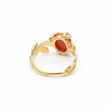 Red Coral Gold Ring - Leaf Coral Ring, Natural Coral Ring, Bohemian Gold Ring made in 18k Gold Vermeil. Ideal for everyday wear and perfect for birthday gifting and special occasions.