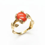 Stunning Red Coral Gold Ring - Unique Leaf Coral Design in 18k Gold Vermeil, ideal for gifts and stylish everyday wear.