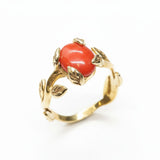 Stunning Red Coral Gold Ring - Unique Leaf Coral Design in 18k Gold Vermeil, ideal for gifts and stylish everyday wear.