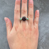 Garnet Statement Ring - Three Stone Ring - Natural Chrysoprase Ring