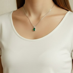 Charming 925 Sterling Silver Pendant with a vibrant Oval Created Green Emerald, a thoughtful gift for any occasion.