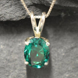 Dainty Emerald Pendant - Green Oval Necklace, Green Vintage Pendant