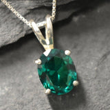 Dainty Emerald Pendant - Green Oval Necklace, Green Vintage Pendant