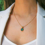 Gorgeous 18k Gold Vermeil Pendant featuring a Created Emerald, a meaningful gift for May birthdays and memorable occasions.