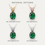 Elegant Rose Gold Vermeil Pendant showcasing a vibrant Created Green Emerald, a thoughtful gift for May birthday celebrations.