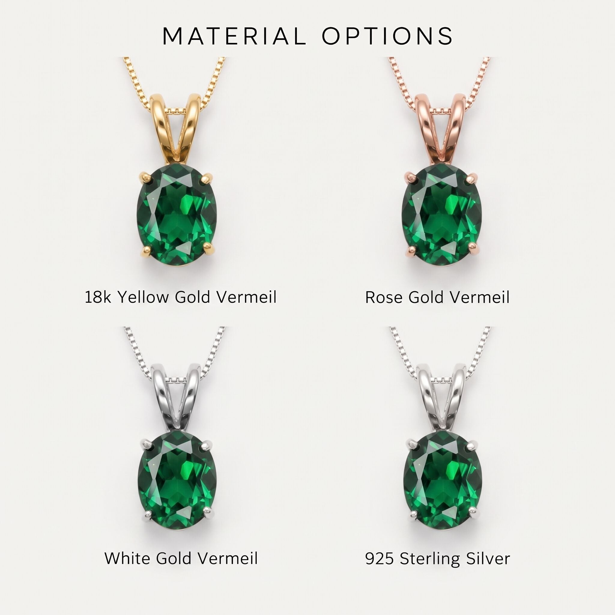 Elegant Rose Gold Vermeil Pendant showcasing a vibrant Created Green Emerald, a thoughtful gift for May birthday celebrations.