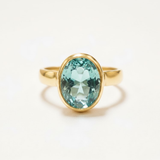 Stunning aquamarine ring in 18k gold vermeil, ideal for daily wear and a meaningful March birthstone gift, embodies courage.