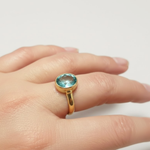 Aquamarine ring in 18k gold vermeil, bezel setting. Perfect March birthday gift, symbolizing courage and good luck.