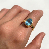 Aquamarine ring in 18k gold vermeil, bezel setting. Perfect March birthday gift, symbolizing courage and good luck.