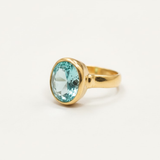 Elegant aquamarine ring in gold vermeil; a stunning March birthstone gift symbolizing prosperity and strength for any occasion.