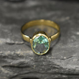 Gold Aquamarine Ring - Aquamarine Bezel Ring - Blue Gemstone Ring