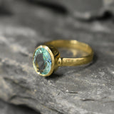 Gold Aquamarine Ring - Aquamarine Bezel Ring - Blue Gemstone Ring