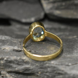 Gold Aquamarine Ring - Aquamarine Bezel Ring - Blue Gemstone Ring